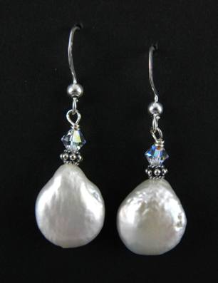 Coin Pearl Earrings-pearls, earrings