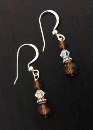 Small Drop in Smokey Topaz-Wholesale small drop earrings in smokey topaz