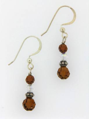 Small Drop in Smokey Topaz-Wholesale small drop earrings in smokey topaz