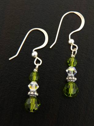 Small Drops in Olivine-Olivine drop earrings, swarovski crystal earrings