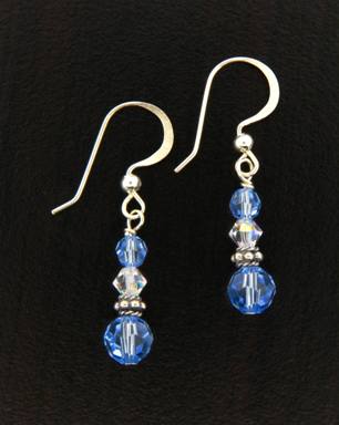 Small Drops in Lt. Sapphire-Light sapphire earrings, swarovski crystal earrings, french hook earrings