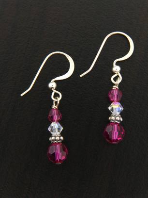 Small Drop Earrings Fuchsia-Small Drop Earrings Fuchsia