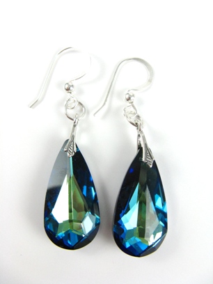 Moondrop Bermuda Blue Earrings-Wholesale crystal earrings in bermuda blue