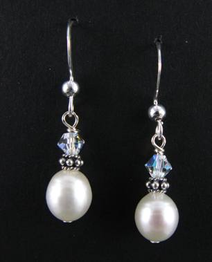 Classic Pearl Earrings-Classic white pearl earrings