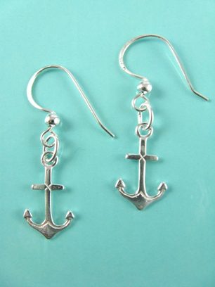 Anchor Earrings-Sterling Silver Anchor Earrings