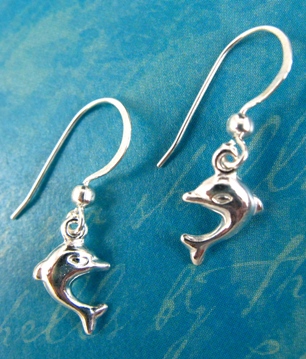 Dolphin Silver Earrings-sterling silver dolphin earrings