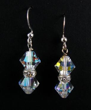 Bicone Duo - Clear AB-Swarovski Crystal earrings