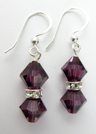 Bicone Duo - Amethyst-Swarovski crystal earrings in amethyst
