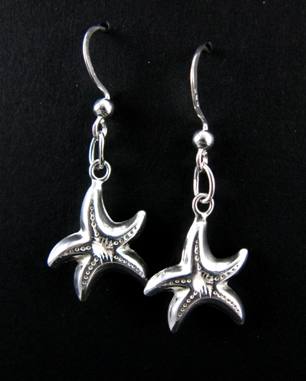 Starfish Silver Earrings-sterling silver starfish earrings