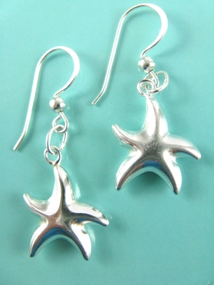 Starfish Silver Earrings-sterling silver starfish earrings