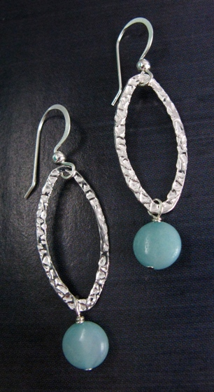 Hammered Leaf w/ Amazonite-Amazonite earrings