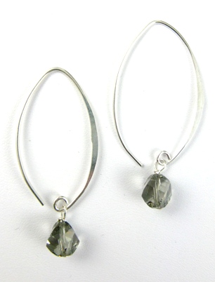 Marque Earrings w/ Black Diamond-Marque shape earrings with swarovski crystals earrings
