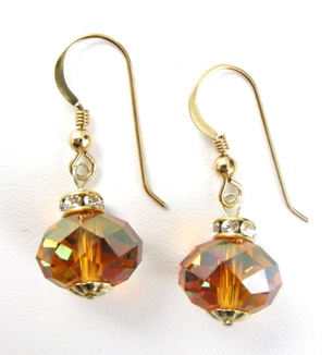 Golden Hail Earrings-Gold-filled swarovski crystals earrings