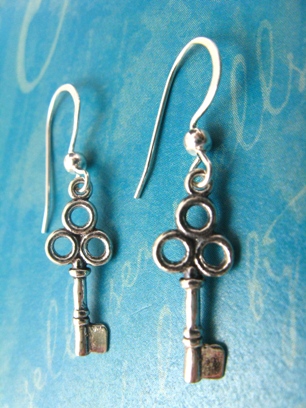 Key Silver Earrings-Key silver earrings