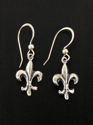 Fleur De Lis Silver Earrings-Fleur De Lis sterling Silver Earrings