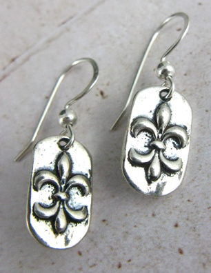 Fleur De Lis Silver Earrings-Fleur De Lis sterling Silver Earrings