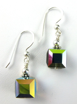 Cube Drop Earrings -VM-Swarovski rainbow Cube eariings 