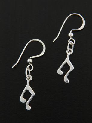 Music Notes Silver Earrings-Sterling Silver music notes earrings