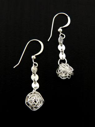 Long Mesh Earrings-Silver mesh earrings