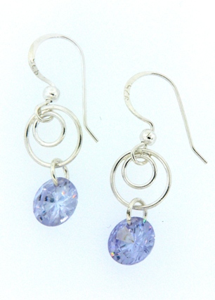 Swirly Earrings - Rd  CZ Tanzanite-CZ earrings, swirly earrings