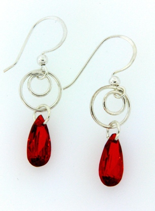 Swirly Drops in Red-Cubic Zirconia Swirly drop earrings in red