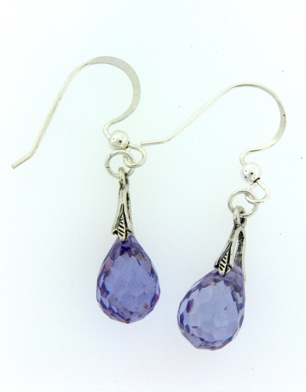 CZ Pear Drop in Tanzanite-CZ pear shape earrings