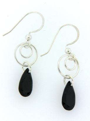 Swirly Drops in Jet Black-CZ jet black earrings