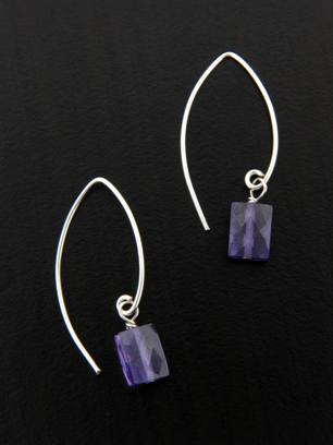 CZ Marquise Earrings in Amethyst-Sterling silver CZ Marquise Earrings in Amethyst