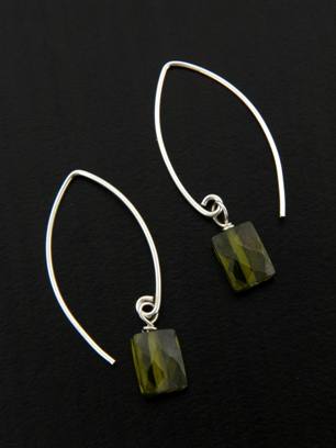 CZ Marquise Earrings in Olivine-Sterling silver CZ Marquise Earrings in Olivine