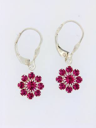Crystal Flower Rose-Rose Crystal Flower earrings leverback