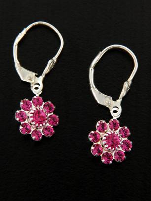 Crystal Flower Rose-Rose Crystal Flower earrings leverback