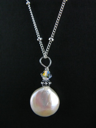 White Coin Pearl Necklace-White coin pearl necklace