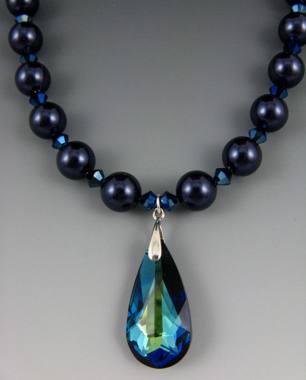 Bermuda Blue Necklace-Bermuda Blue necklace, Swarovski Crystal earrings