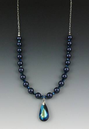 Bermuda Blue Necklace-Bermuda Blue necklace, Swarovski Crystal earrings