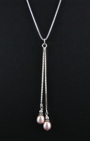 Duo Pink Pearl Necklace-
