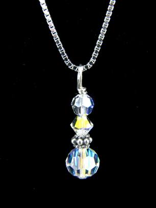 Clear Drop Necklace-Swarovski crystal necklace, sterling silver necklace