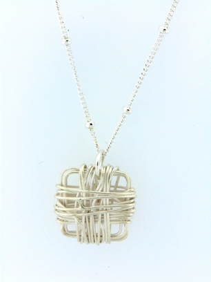 Square Mesh Necklace-Silver square necklace