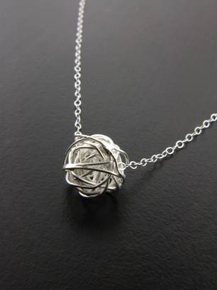 Round Mesh Necklace-Round mesh Nest silver necklace