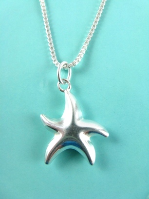 Starfish Silver Necklace-Silver Starfish necklace