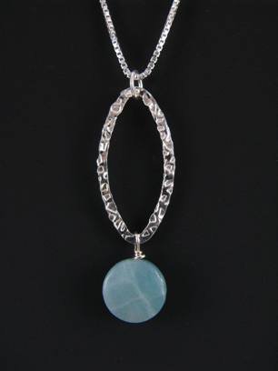Leaf Hammered Amazonite-Amazonite necklace