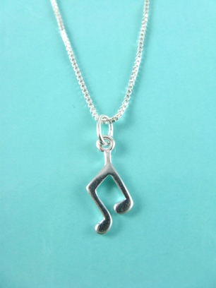 Music Note Necklace-Sterling Silver Music Note Necklace