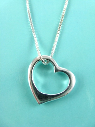Floating Heart Necklace-Sterling Silver Floating Heart Necklace