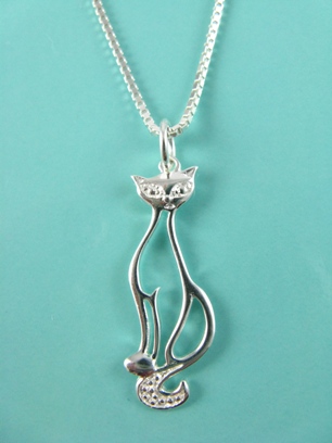 Cat Necklace-Steling Silver Cat Necklace