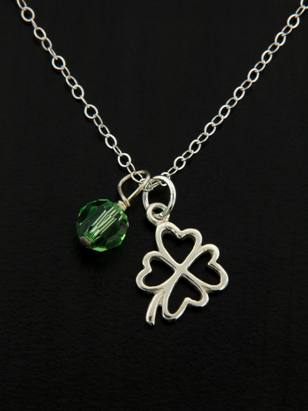 Lucky Clover Charm Necklace-Clover Shamrock charm necklace