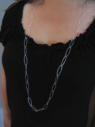 Long Oval Diamond Cut Necklace-Long Oval Diamond Cut Necklace