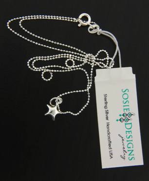 Tiny Star Necklace-Sterling silver puffy star necklace