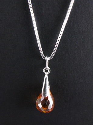 CZ Champagne Drop Necklace-CZ necklace