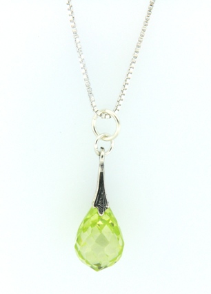 CZ Peridot Drop Necklace-CZ drop necklace