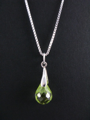 CZ Peridot Drop Necklace-CZ drop necklace