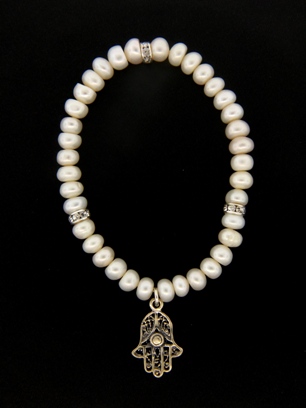 Hamsa Pearl Bracelet-Jewish Judaica Hamsa pearl bracelet